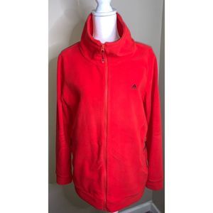 Large Like New Red Fleece Adidas Zip up Jacket With Side Pockets black Trefoil